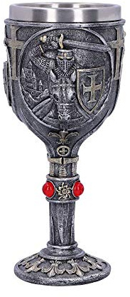 Nemesis Now First Knight Horse Rider Kelchglas, Silber, 18 cm