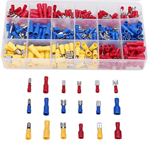 NO LOGO FMN-Stecker, 280-teiliges Kabelschuh-Sortiment, Kabelschuhe, flach, weiblich und männlich, isoliert, elektrische Kabelverbinder, Crimpanschluss-Set (Farbe: wie abgebildet)