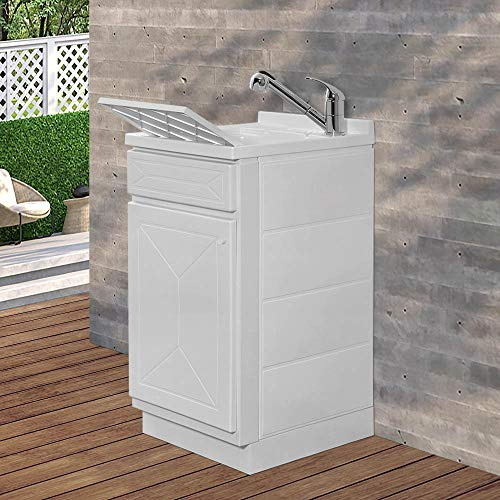 Mobile lavatoio in Resina, ideale per esterni e interni, 45x50-50x50-45x60-60x50-60x60, COMPLETO di asse lavaggio e kit sifone + piletta (45x50)