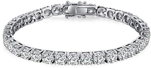 jiamiaoi 18K Weißgold plattiert Tennis Armband Damen Armband 925 Sterling Silber Armband mit Funkelnden 5A+ Zirkon Diamant Tennis Armband Silber für sie,Mutter,Freundin