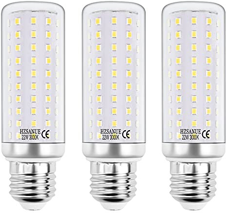 HZSANUE E27 LED Mais Lampen 22W, 3000K Warmweiß, 2500Lm, Edison Schraube Kerze Leuchtmittel, 180W Glühlampen Äquivalent,Nicht Dimmbar, 3er-Pack