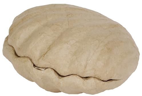Décopatch BT078C - Schachtel aus Pappmaché, Muschelform 12x12x5cm, für Wohndeko, einfach zum Verzieren, Kartonbraun, 1 Stück