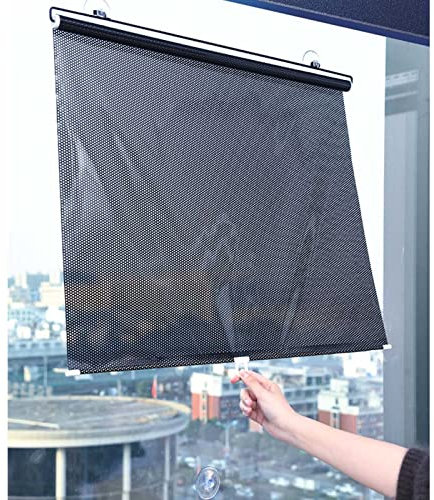 DLLY Sonnenschutzrollos, Dachfenster Verdunklungsrollos Mit Saugnäpfen Ohne Bohren, Einziehbare Sichtschutzrollos, Verdunklungsvorhänge, Uv-Schutz Jalousien, Für Büro-/autofenster,50x125cm/20 * 49in
