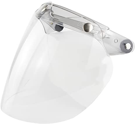 Goolsky Visière de Casque à Visage Ouvert Visière à Bulles pour Casque de Moto Visière Pare-Vent à Bulles à 3 Boutons-Pression