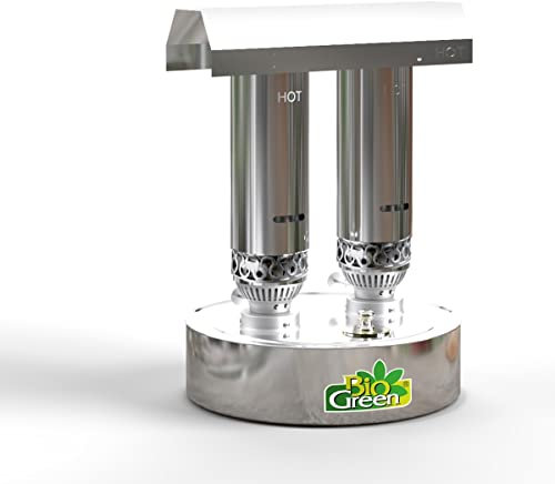 Bio Green Paraffin-Gewächshaus-Heizung WARMAX Power 5 aus Edelstahl | max. 600 Watt | für Gewächshäuser bis 5 m² | max. 3,5 Tage Brenndauer/Füllung