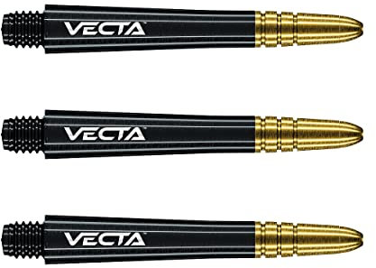 WINMAU Dart Shaft - Vecta Polycarbonat Dartschäfte - 1 Set pro Packung (insgesamt 3 Dart-Schäfte) - Professionelles Dartzubehör - Schwarz & Gold Medium Schäfte