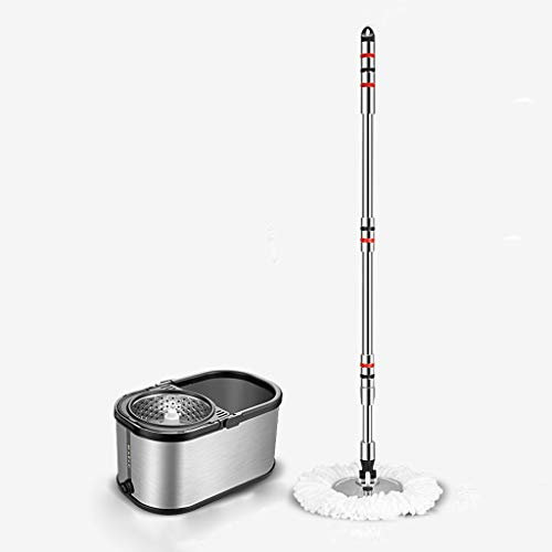 Fregona giratoria de 360 Grados para el hogar, Cubo de fregona Giratorio sin Agua, Lavado a Mano, Mojado y seco, fregona automática de Doble Uso, fregona Perezosa Seca
