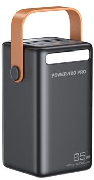 Power Bank 50000mAh PD 65W USB C avec écran LED Charge Rapide Batterie Externe pour Ordinateur Portable MacBook Téléphone Portable Samsung S21 Google LG Drone etc. - Noir
