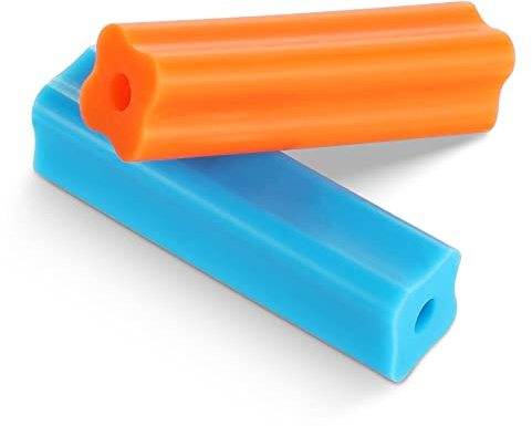 B Rush medicinsk kvalitet silikon tuggbitar för invisalign justerare, mjuka och medelstora justeringsbrickor, ortodontiska munchies tandhackare blå/orange doftfri med justeringsverktyg (10 pack)