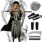 Kitimi Déguisement Faucheuse Enfant, Costume Faucheuse avec Des Gants Ceinture Rouge Lunettes Faucille Chaîne Costume d'Halloween pour Enfants Halloween Carnaval(fille XL)