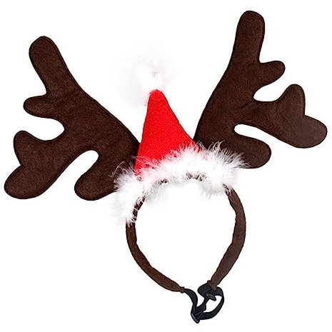 Mipcase Weihnachtsgeweih Haarreifen Für Hunde Und Katzen Dekoratives Geweih Aus Stabilem Material Rot Braun Festliche Haustier Kopfbedeckung Für Weihnachten Und Fotos