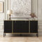 PREMTURE Sideboard Wohnzimmer mit 4 Türen, Komodenschrank, Wohnzimmerschrank, Anrichte, Kommode, Küchenschrank,Buffetschrank für Eingang, Küche, Esszimmer, schwarz, MDF, 160 * 40 * 80cm