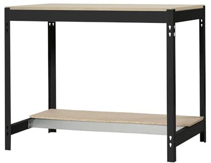 Simon Rack Banco da lavoro per officina, capacità di carico 600 kg, 842x1210x610 mm, tavolo da lavoro fai da te, Antracite/Legno - BT0