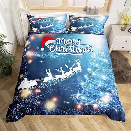 MAQUE Weihnachtsbaum BettwäSche Set Elch BettwäSche 135x200, WendebettwäSche und Kissenbezug 80x80, Weiche & Angenehme & Atmungsaktive Mikrofaser BettwäSche-Sets mit ReißVerschluss