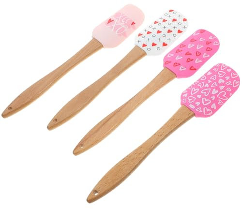 HOLIDYOYO 4pcs Valentine Day Silicone Spatulas Unique Patterns for Baking Cake Decorating Versatile Kitchen Tool for Spreading Scraping for Birthdays Anniversaries