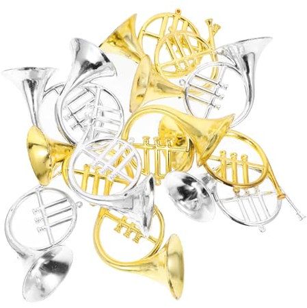 MAGICLULU 12stücke Teiliges Mini-french-horn-anhänger Detailgetreues Kunststoff-instrument Modell Kleine Dekoration Für Diy-weihnachtskränze Und Mini-basteleien Als Festliche Instrumenten-ch