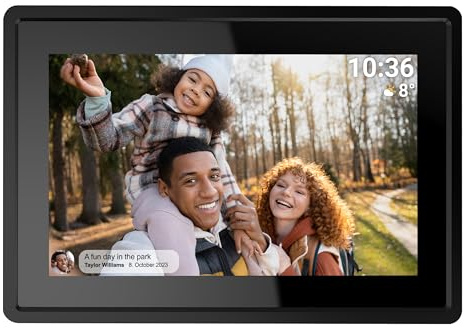Denver PFF-725B Digitaler Wi-Fi Bilderrahmen – 7 Zoll IPS Touchscreen, 8GB Speicher, MicroSD-Slot, FRAMEO App, Timer-Funktion, Inklusive Tischständer, Schwarz