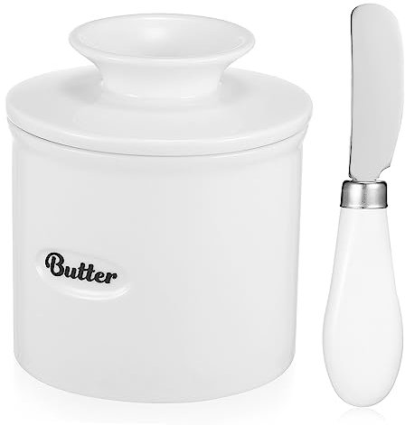Cabilock Mantequillera cerámica Mantequillera con olla de condimento herramienta para cortar mantequilla plato de mantequilla olla de mantequilla de cocina alimento