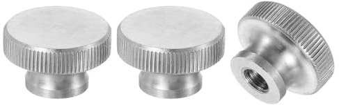 uxcell Knurled Thumb Nuts, 3Pcs M6 x D20mm x H12mm Stainless Steel Round Knobs Fasteners Blind Hole Hand Screw Nut Silver for 3D Printer Parts, Machine Tools