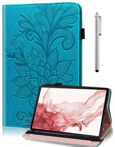 TUOLISG Hülle für Kindle Fire HD 8 & 8 Plus Tablet (12/10th Gen,2022/2020 Release) 8 PU Leder Slim Brieftasche Hülle mit Ständer KartenfachSchutzhülle Tasche - Blau