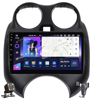 YLOXFW Android 12.0 Autoradio Stereo Navi mit 4G 5G WiFi DSP Carplay für N-issan March MICRA 2010-2013 Sat GPS Navigation 9 Zoll MP5 Multimedia Video Player FM BT Receiver,M200s