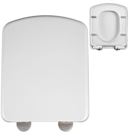 Quadratischer Toilettensitz, verlängerter Toilettendeckel, Dicker Toilettensitz, Toilettendeckel aus Harnstoff-Formaldehyd mit verstellbaren Edelstahlscharnieren, Toilettendeckel in D-Form/