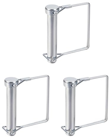 DTGN 12mm x 65mm (Dxl) Pasador de Bloqueo de Eje - 3 Piezas - Bueno para Remolques de Césped - Pasador de Acoplador de Remolque Cuadrado de Acero al Carbono - Tono Plateado
