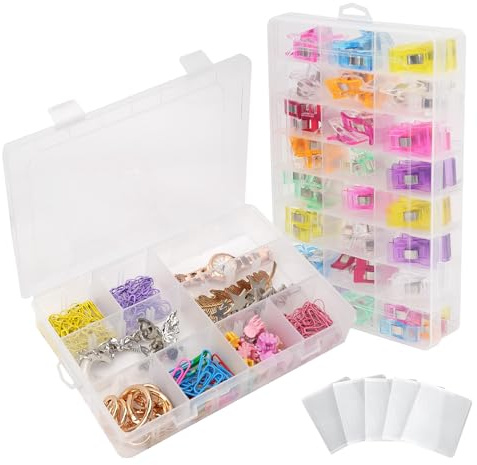 WATUNID 2 scatole per snack per bambini, con 12 scomparti a griglia rimovibili, in plastica trasparente per alimenti, per caramelle, noci, snack, scatole impilabili per viaggi in aereo (19,1 x 13 cm)