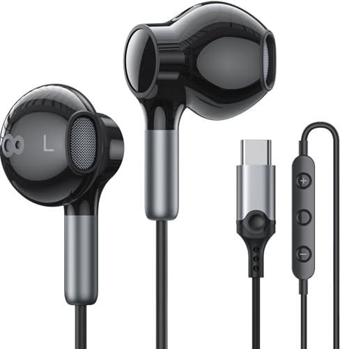 Auriculares USB C para iPhone 16 15 USB C con control de volumen de micrófono, auriculares con cable, auriculares USB tipo C para iPhone 16 15 Pro/16 15 Pro Max, iPad Pro/Air 5 4/MINI 6/iPad 10, Pixel