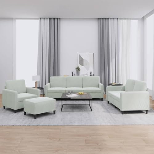 ShGaxin 4-TLG. Sofagarnitur Hellgrau Samt, Loungesofa, Sofas & Couches, Relaxsofa, Couch für Wohnzimmer, 3201944