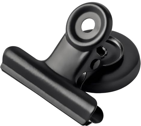 LELADY Magnetklammer 31mm, 12 Stück Magnetische Clips, Schwarz | Kühlschrankmagnete, Magnetische Metall Klammer, Starke Magnete für Magnettafel Kühlschrank Foto Haushalt Büro