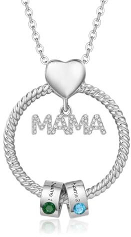 Wamantic Kette Damen Geschenke für Mama - Personalisierte Gold/Silber MAMA Ketten mit 1–5 Namen Halskette Schmuck Charms Anhänger für Mutter Tochter Weihnachten Muttertag Geburtstag