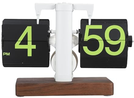 Orologio automatico da tavolo pieghevole, orologio pieghevole retrò meccanico digitale moderno, orologio a ingranaggi interni alimentato a batteria a grande numero (pagina verde