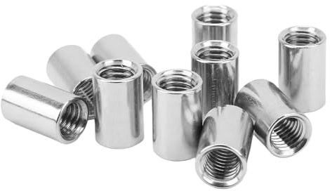 Baxnore 10 Stück M10 x 1,5 Runde Verbindungsmuttern, L20 mm Distanzmuffen, Edelstahl 304 Gewindehülsen für Gerätewartung, Langmuttern