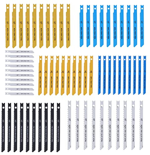 70-teiliges U-Schaft-Stichsägeblatt-Set zum Schneiden von Holz, Kunststoff und Metall, Stichsägeblatt-Set 6 8 10 14 18 24 32TPI Hartstahl-Stichsägeblätter mit U-Schaft