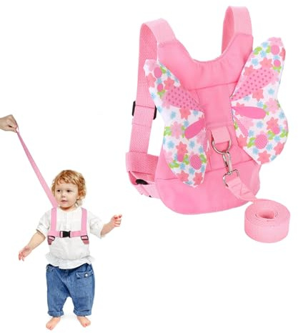 Baby Reins Reins Walking Harness Butterfly Wings Toddler Walking Harness Baby Toddler Walking Harness Walking Reins for Toddlers Girls and Boys Toddler Reins for Walking 1-3 Years(Pink)