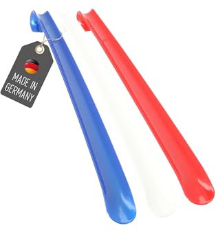 Lantelme Schuhanzieher 50cm 3 Stück mit Farbauswahl Kunststoff Schuhlöffel Xl Lang und stabil (Blau Weiß Rot)