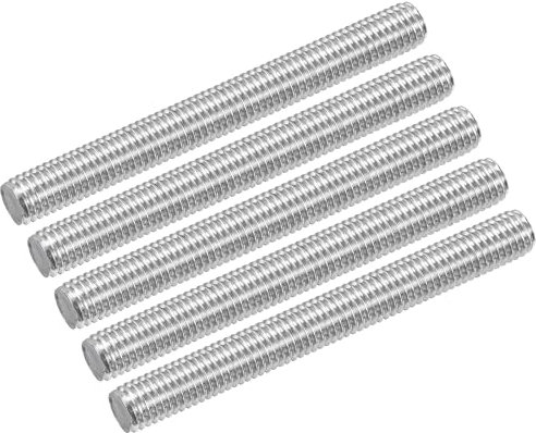 QUARKZMAN 5 Stück Gewindestange M10 x 90mm Vollgewinde Stange 304 Edelstahl Rechtsgewinde Stäbe für Ankerbolzen, Klemmen, Haken und U-Bolzen, M10-1,5 Gewindesteigung