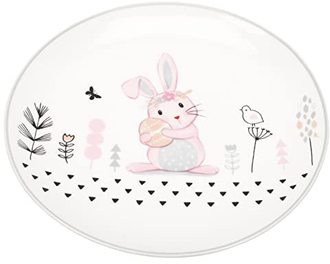 MAGICLULU Ceramic Easter Plate Rabbit Patterns Salad Plate for Easter Dinner Tableware for Serving Platter