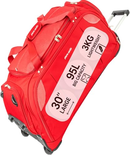 Lightweight Large 30 Red Holdall with Wheels - 95L Pierre Cardin Duffle