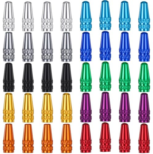 40 tappi per valvole Presta, tappi per valvole per pneumatici auto, in alluminio, per mountain bike, bici da corsa, valvole francesi, stile razzo