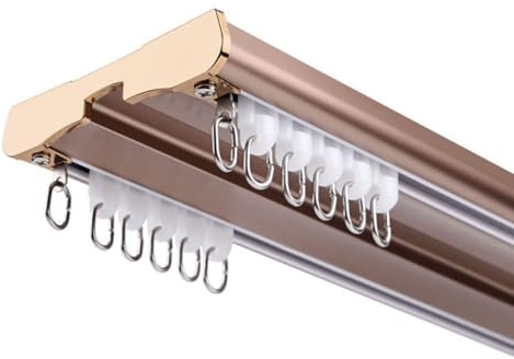 Riel de Cortina Doble de Aluminio de Techo - Alta Resistencia 5M Personalizable para Sala De Estar, Baño, Dormitorio y Partición