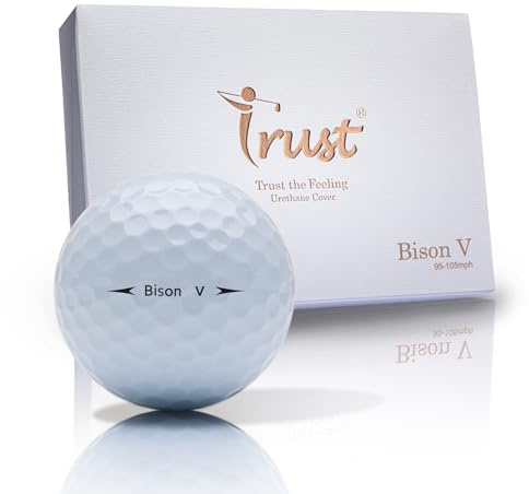 Trust Golf Balles de Golf Bison V – 3 pièces avec Coque en uréthane et Noyau réactif, pour des frappes Longues, Droites et Un arrêt précis, Alliant Distance et contrôle – Boîte de 12 balles