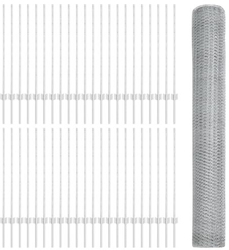 vidaXL Stängsel med stolpe Silver 1 x 100 m Stål, Justerbar utomhusavskiljare, modern trädgårdsgrind, hållbar avdelare, mångsidig privacypartition för bakgårdar