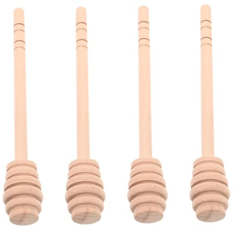 MAGICLULU 4pcs Wooden Honey Stirrers Mixing Dipper Sticks for Honey Jam Long Handle Spoon Wood Stirrer Stick Kitchen Tools