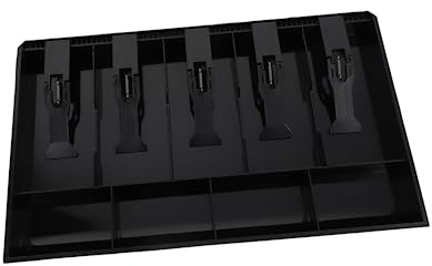 Didiseaon Vassoio Porta Contanti 5 Scomparti Divisori per Banconote e Monete, Cassetto Porta Soldi Portatile Multifunzionale per Negozi Supermercati e Uffici