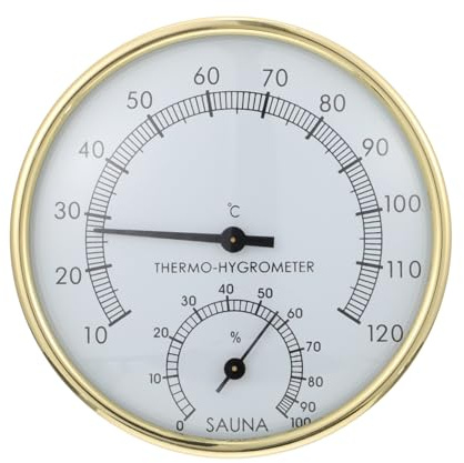 MOTHNUR Higrotermógrafo Práctico Sauna Medidor Temperatura y Humedad Pequeño Esfera Clara Multiusos Interior Uso Ambiental