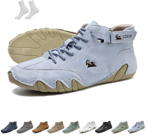 Bottes montantes à enfiler pour hommes et femmes, fabriquées en Italie, chaussures Beck, antidérapantes, légères et respirantes, baskets décontractées pieds nus(Light blue,41 EU)