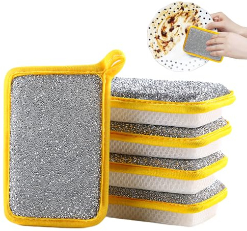 Scourers, 2025 New Reusable Cleaning Sponges, Wire Wool for Cleaning, Kitchen Metal Scourer, Multifunctional Washing Up Sponges, Easy Grip Cleaning for Pots and Pans (5 pcs)