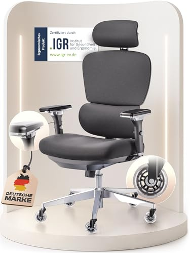 WINTONCOVE Merlin Bürostuhl Ergonomisch [VERGLEICHSIEGER] Drehstuhl 150kg | Schreibtischstuhl Ergonomisch | Komfortabler Gaming Stuhl | Bürostuhl Testsieger für höchsten Komfort und Ergonomie
